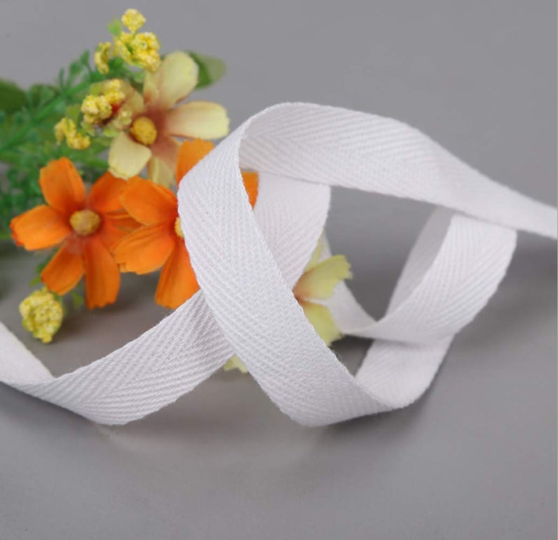 Abbaoww 50 Yards Cotton Twill Tape Ribbon 1/2 Inch, Soft Natural Webbing Tape Herringbone Tape for Sewing DIY Craft, White - Image 5